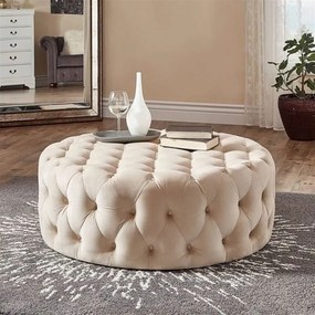 Stewehome Στρογγυλό Chester Pouf (Off White) 70x70 cm