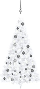 vidaXL Χριστ. Δέντρο Μισό Προφωτισμένο Τεχνητό Μπάλες Λευκό 150εκ