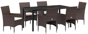 vidaXL Σετ 7 Τεμαχίων Καθιστικών Κήπου Καφέ Πολυ Ρατάν