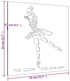 Διακοσμητικό Κήπου Επιτοίχιο Μπαλαρίνα 105x55 εκ. Ατσάλι Corten - Καφέ