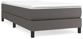 vidaXL Κρεβάτι Boxspring με Στρώμα Γκρι 90x200 εκ. από Συνθετικό Δέρμα