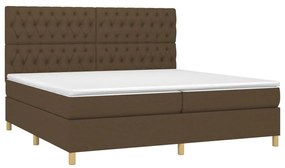 Κρεβάτι Boxspring με Στρώμα &amp; LED Σκ.Καφέ 200x200εκ. Υφασμάτινο - Καφέ