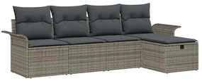 vidaXL Σετ Καναπέ Κήπου με μαξιλάρι 5 pcs Γκρι Πολυ ράταν