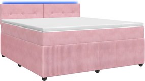 vidaXL Κρεβάτι box spring με στρώμα Ροζ 140 x 200 cm Βελούδο