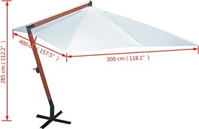 vidaXL Ομπρέλα Κρεμαστή Λευκή 300 x 400 εκ.