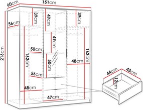 Ντουλάπα Tireno τρίφυλλη