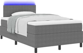 vidaXL LED Κρεβάτι με βάθρο Ανοιχτό Γκρι και Λευκό 120 x 200 cm