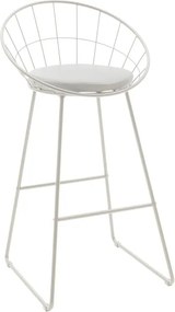 Σκαμπό μπαρ Seth μέταλλο λευκό-μαξιλάρι PVC λευκό 52x52x99 εκ.