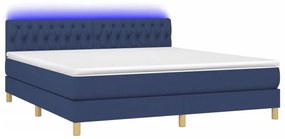 vidaXL Κρεβάτι Boxspring με Στρώμα & LED Μπλε 160x200 εκ. Υφασμάτινο