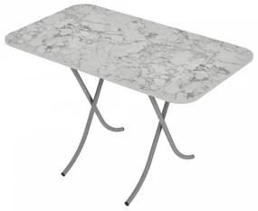 Tραπέζι "MOUNTAIN TOP" πτυσσόμενο από mdf/μέταλλο σε χρώμα λευκό μαρμάρου 110x60x75