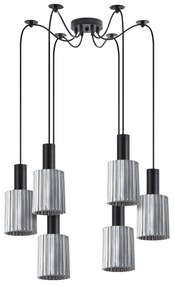 Φωτιστικό Οροφής  SE21-BL-4-BL6-GL1 ADEPT TUBE Black Pendant Smoked Glass+ - 51W - 100W - 77-8484