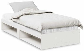 vidaXL Καναπές Κρεβάτι με Στρώμα Λευκό 90x190 εκ. Μασίφ Ξύλο Πεύκου