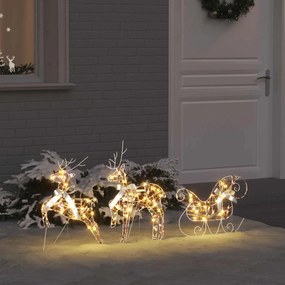 vidaXL LED Ελάφια με 60 LED 3 pcs Θερμό λευκό PET