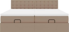 VidaXL Οθωμανικό κρεβάτι με στρώματα & LEDs Cappucino Faux Leather