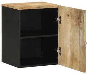 κρεμαστό ντουλάπι μπάνιου μαύρο 38x33,5x48 cm μασίφ ξύλο Mango - Μαύρο