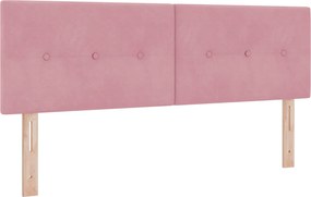 vidaXL Κρεβάτι Box Spring με Στρώμα και LED Ροζ 160 x 200 cm Βελούδο