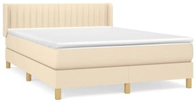 vidaXL Κρεβάτι Boxspring με Στρώμα Κρεμ 140x190 εκ. Υφασμάτινο