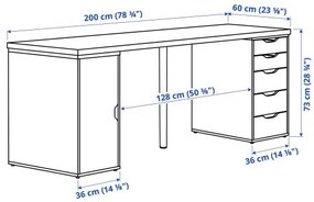 LAGKAPTEN/ALEX γραφείο, 200x60 cm 895.216.95