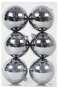 Σετ Χριστουγεννιάτικες μπάλες - 10cm - 6pcs - 326000 - Silver-326000_SILVER