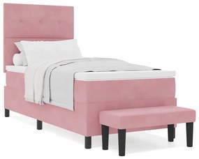 vidaXL Κρεβάτι με ελατήρια με στρώμα Ροζ 80 x 200 cm Βελούδο