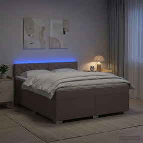 vidaXL Κρεβάτι Box Spring με Στρώμα και LED Taupe 140 x 190 cm Ύφασμα
