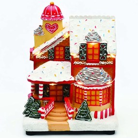 Χριστουγεννιάτικο Διακοσμητικό Επιτραπέζιο Με Μουσική Led Candy House X0359 14x11x18,5cm Με Μπαταρίες Multi Aca