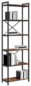 vidaXL Βιβλιοθήκη Καπνιστή δρυς 60 x 30 x 188 εκ MDF και Χάλυβας