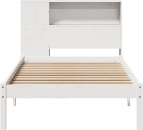 vidaXL Κρεβάτι Βιβλιοθήκη Χωρίς Στρώμα Λευκό 75x190 εκ Μασίφ Πεύκο