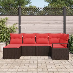 vidaXL Σετ Καναπέ με μαξιλάρι 6 pcs Καφέ συνθετικό ρατάν