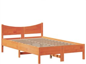 vidaXL Σκελετός Κρεβ. Χωρίς Στρώμα Καφέ Κεριού 135x190 εκ Μασίφ Πεύκο