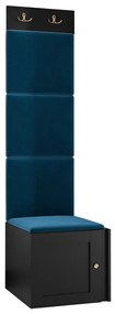 Σετ διαδρόμου Hartford 378, 186x42x46cm, Μπλε, Μαύρο, Πλαστικοποιημένη μοριοσανίδα, Ταπισερί, Ινοσανίδες μέσης πυκνότητας, Εντοιχισμένη, Τοίχου