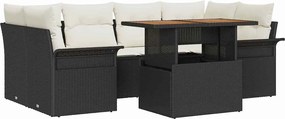 vidaXL Σετ Καναπέ Κήπου με μαξιλάρι 7 pcs Μαύρο και κρεμ