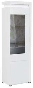 Βιτρίνα Orlando K105, 60x196x39cm, Γυαλιστερό λευκό, Άσπρο, Επεξεργασμένο γυαλί, Ινοσανίδες μέσης πυκνότητας, Πλαστικοποιημένη μοριοσανίδα, Με πόρτες