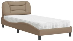 vidaXL Κρεβάτι με Στρώμα Καπουτσίνο 80x200 εκ. Συνθετικό Δέρμα