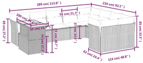 vidaXL Σαλόνι Κήπου Σετ 10 Τεμαχίων Μαύρο Συνθετικό Ρατάν με Μαξιλάρια