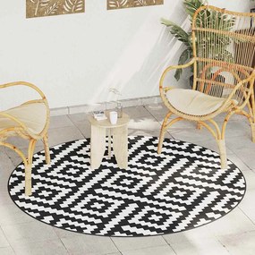 vidaXL Χαλί εξωτερικού χώρου ARAKIL Λευκό και Μαύρο Ø200 cm PP
