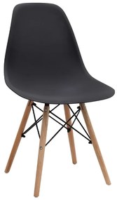Καρέκλα τραπεζαρίας Nova Megapap PP μαύρο - ξύλινο φυσικό πόδι 46x51x80εκ.