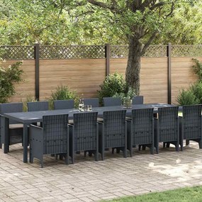 vidaXL Σέτ φαγητού για κήπο 13 pcs Ανθρακί Rattan Polt