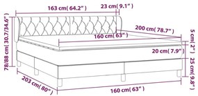 Κρεβάτι Boxspring με Στρώμα Σκούρο Γκρι 160x200 εκ Υφασμάτινο - Γκρι