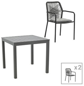 Intrahome Τραπεζαρία Kliton-Kherson σετ 3τεμ Intrahome αλουμίνιο σε ανθρακί απόχρωση 80x80x74εκ | SKU: INTRAPA-311111956