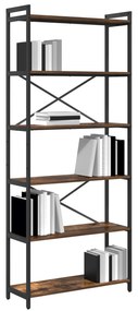 vidaXL Βιβλιοθήκη Καπνιστή δρυς 80 x 30 x 188 εκ Ξύλο και Χάλυβας