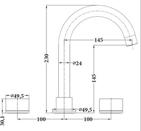 Sparke Nera 01 Brushed Gold - Μπαταρία νιπτήρα 3 οπών