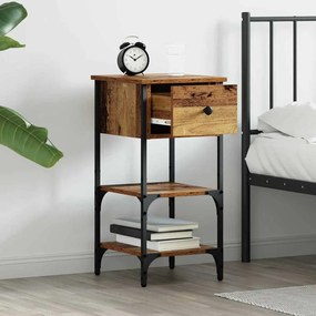 vidaXL Κομοδίνο με συρτάρι 2 pcs Παλαιό ξύλο 34 x 36 x 70 εκ