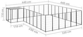vidaXL Σπιτάκι Σκύλου Μαύρο 15,73 μ² Ατσάλινο