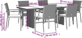 vidaXL Σετ Τραπεζαρίας Κήπου 7 τεμ. Γκρι Συνθ. Ρατάν με Μαξιλάρια