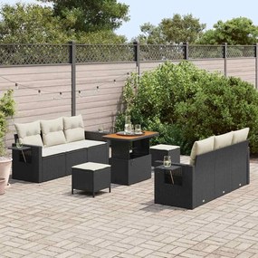 vidaXL Σετ Καναπέ Κήπου 9 pcs Μαύρο συνθετικό ρατάν