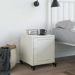 vidaXL Κομοδίνο Λευκό 36x39x43,5 εκ. από Χάλυβα