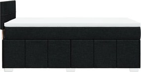 vidaXL Κρεβάτι Boxspring με Στρώμα Μαύρο 90x190 εκ.Υφασμάτινο