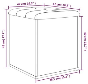 Παγκάκι Αποθήκευσης Γκρι Sonoma 42x42x45 εκ. Επεξεργασμένο Ξύλο - Γκρι