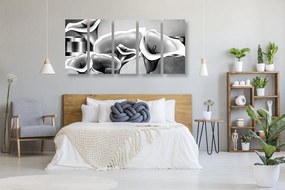 Εικόνα 5 τμημάτων κομψά λουλούδια λάσπης σε μαύρο & άσπρο - 100x50